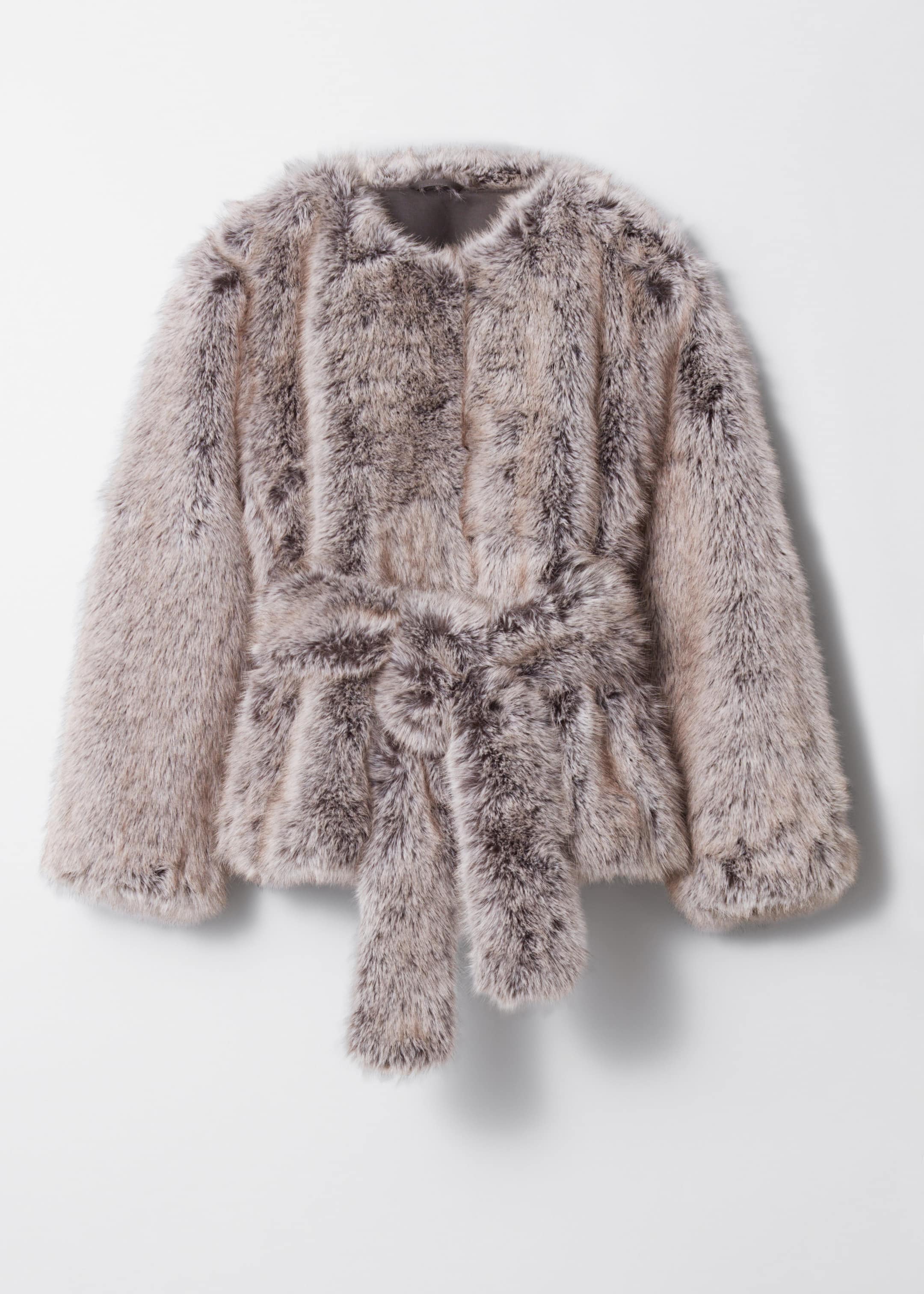 Belted Faux Fur Jacket - Mole - Still Life