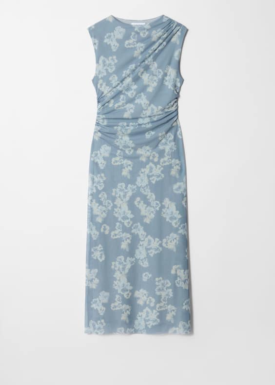 Draped Sleeveless Midi Dress