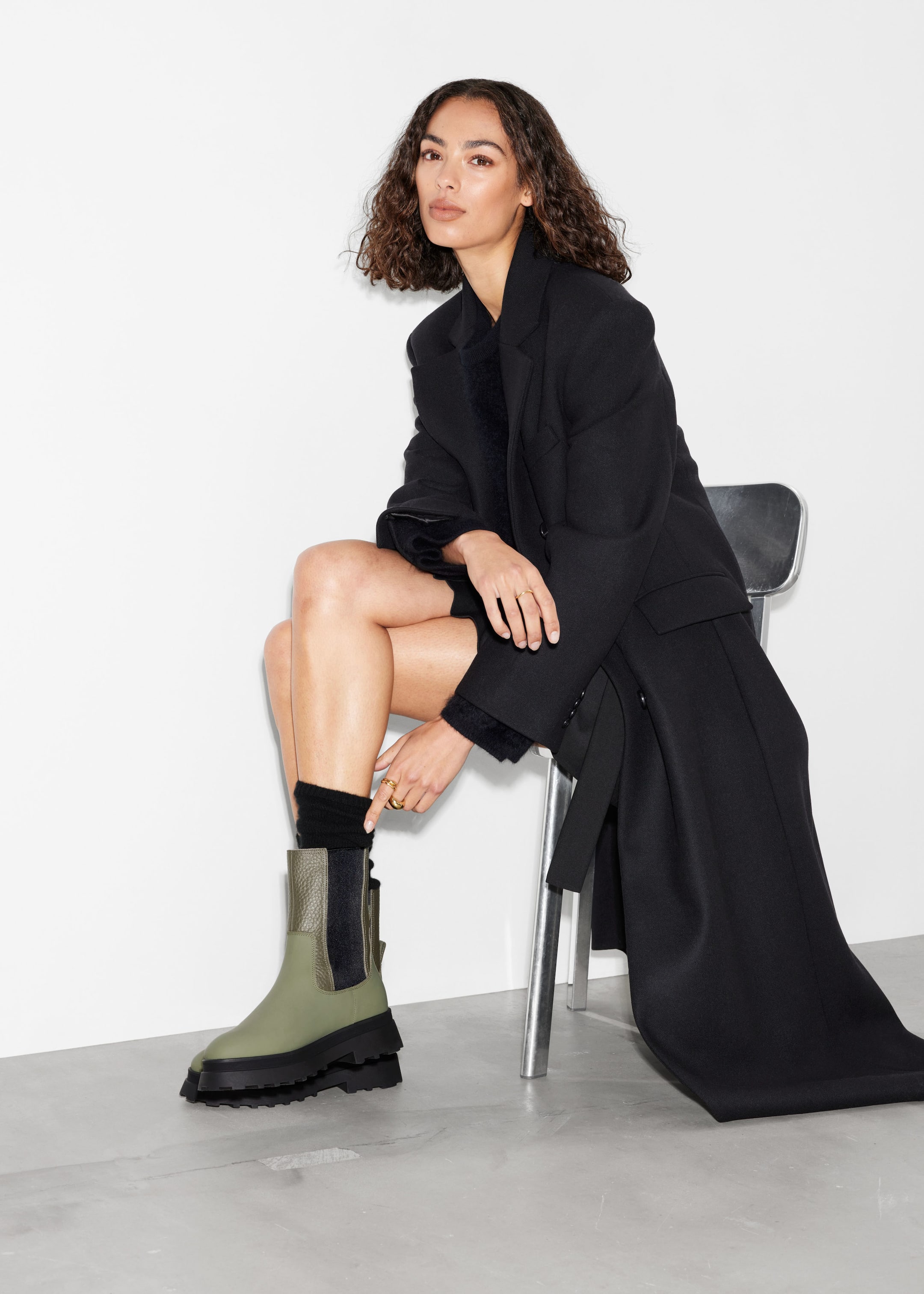 Bottines Chelsea en cuir doublé - Vert poudré - Lookbook