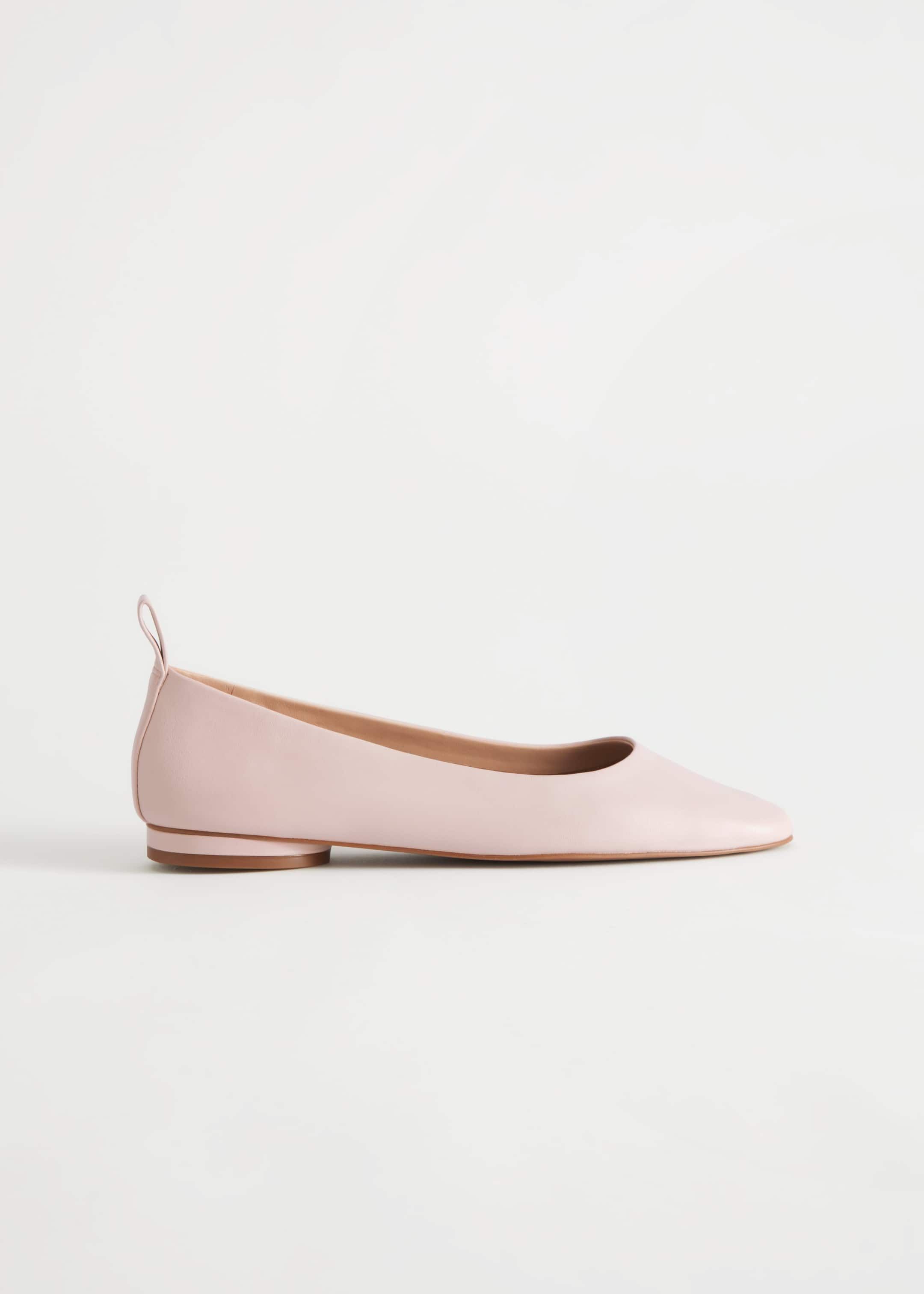 Almond Toe Leather Ballerina Flats - Pink - Still Life