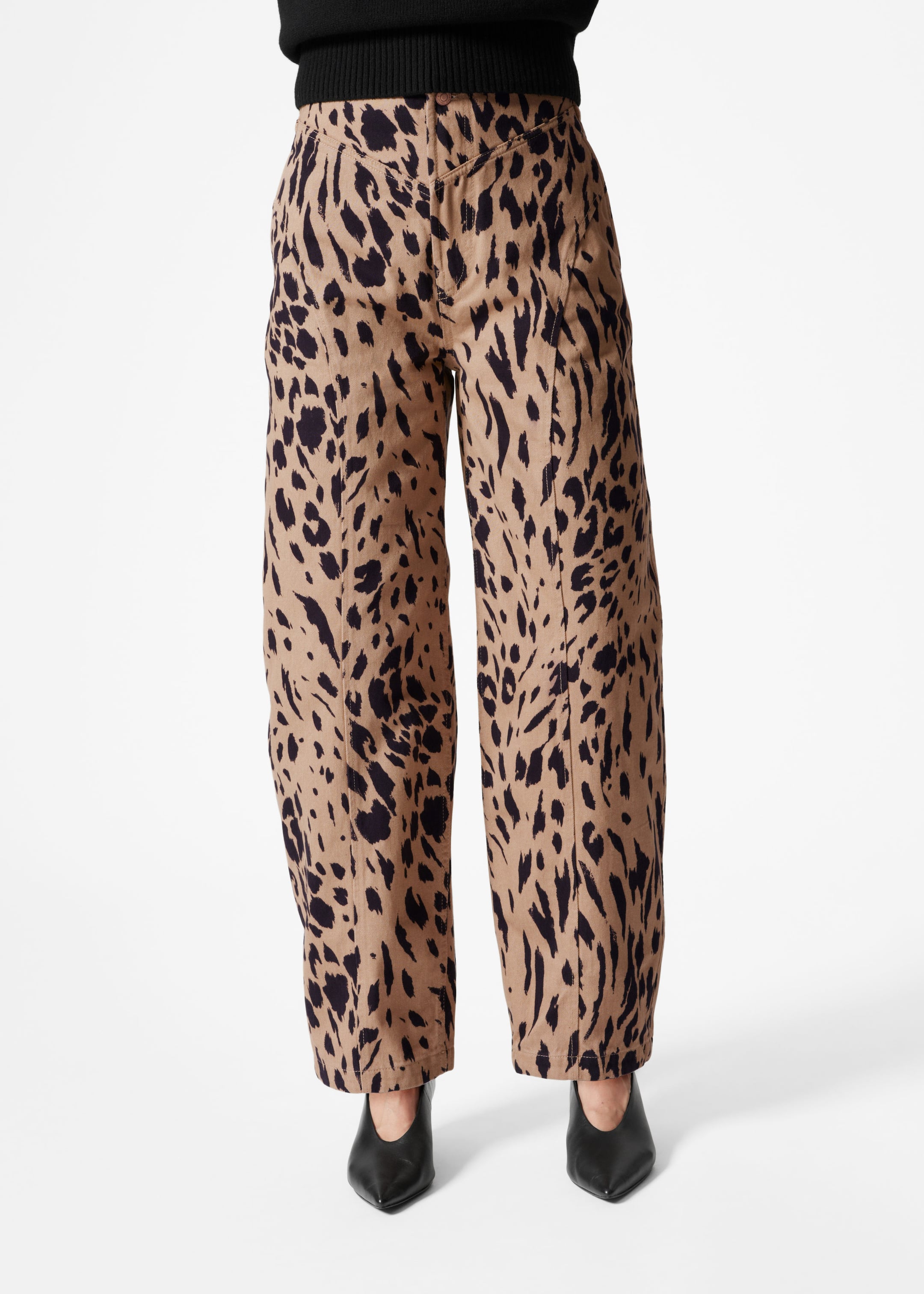 Leopard-Print Barrel-Leg Trousers - Leopard Print - Lookbook