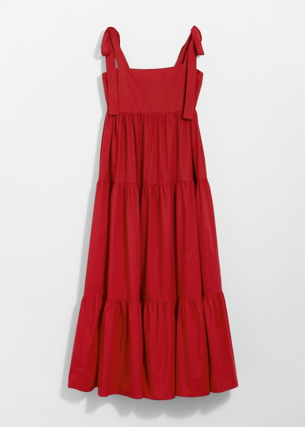 Tiered Tie-Strap Midi Dress