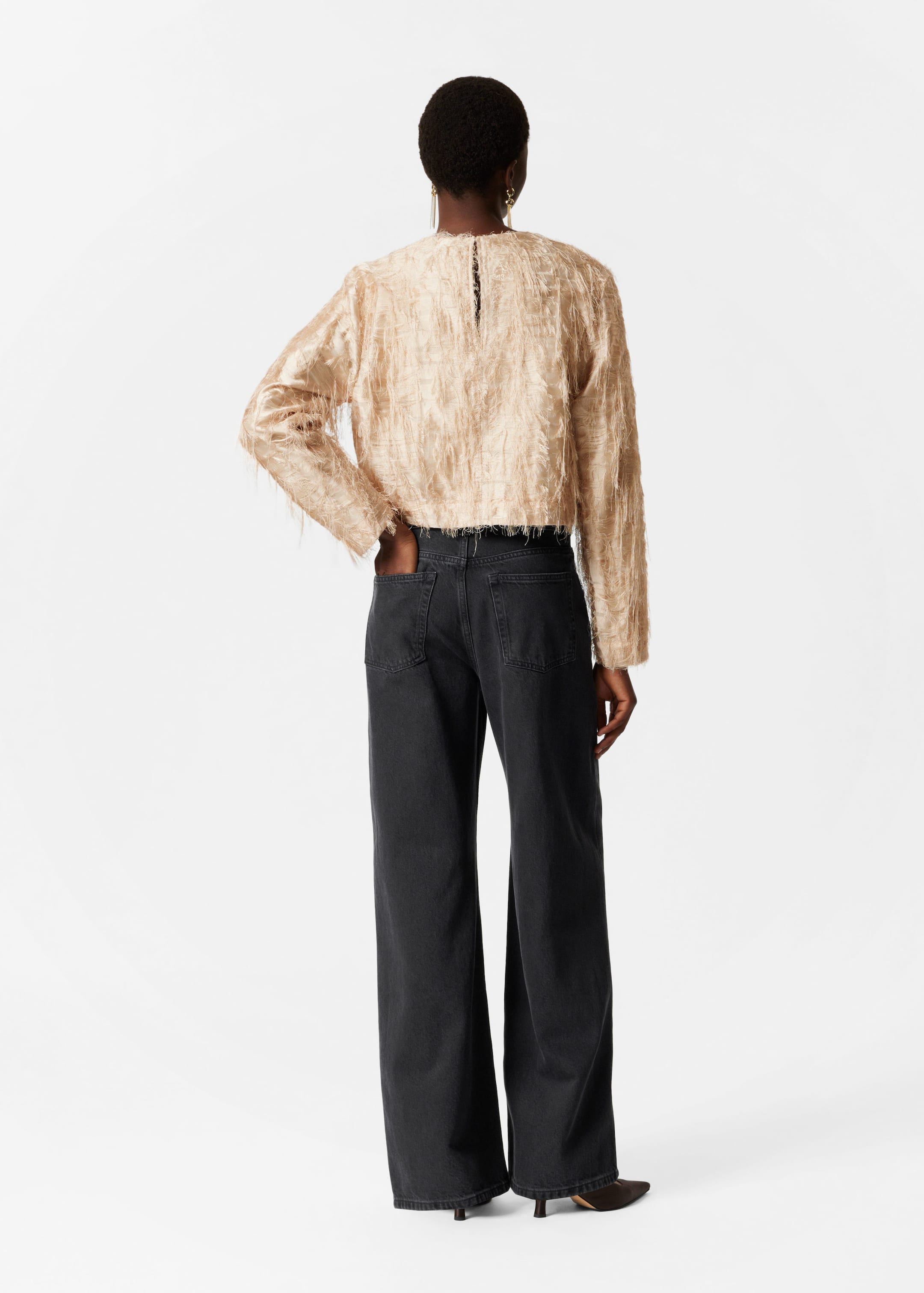 Frayed Top - Beige - Lookbook