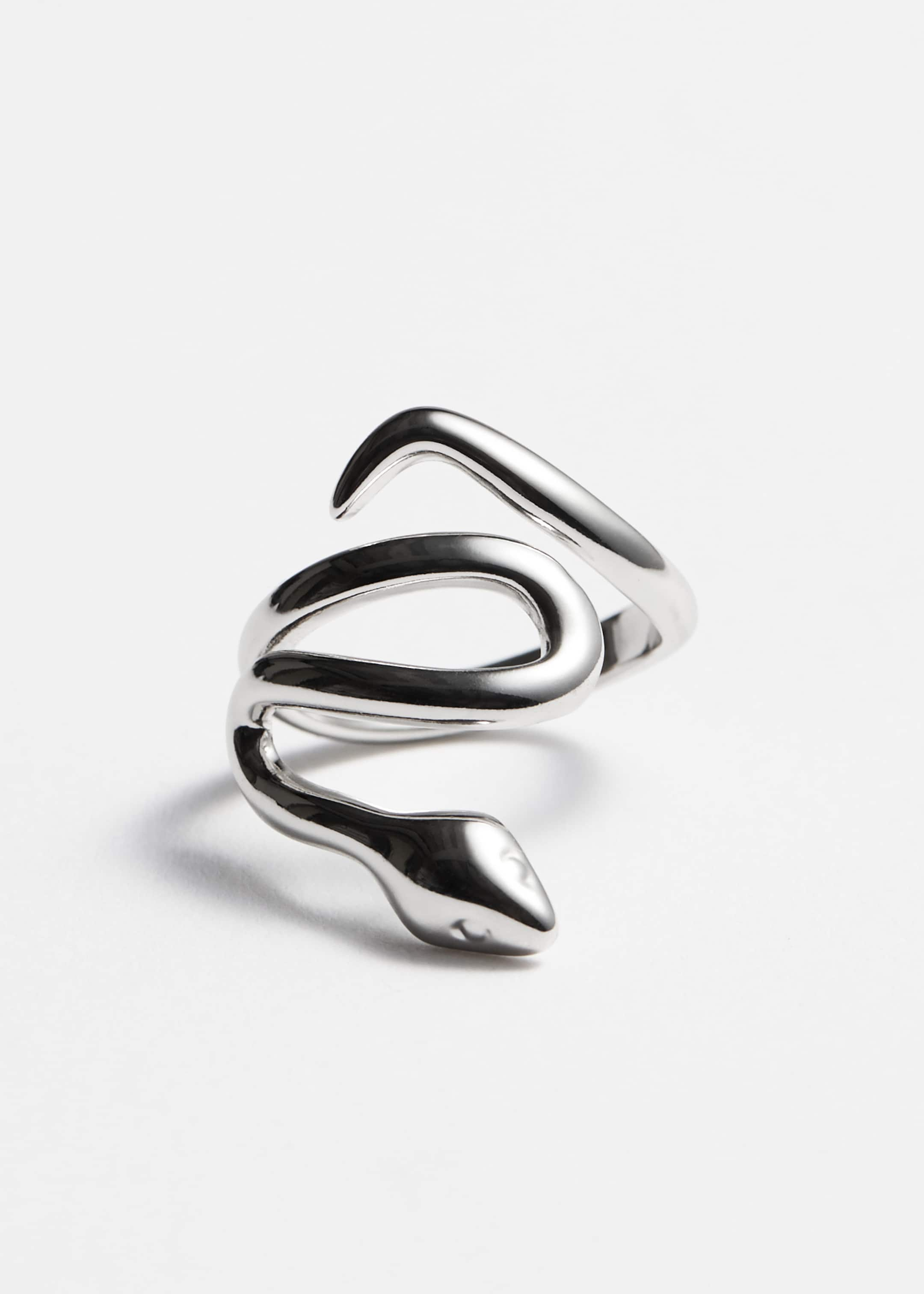 Crystal-Encrusted Snake Ring - Silver - Still Life