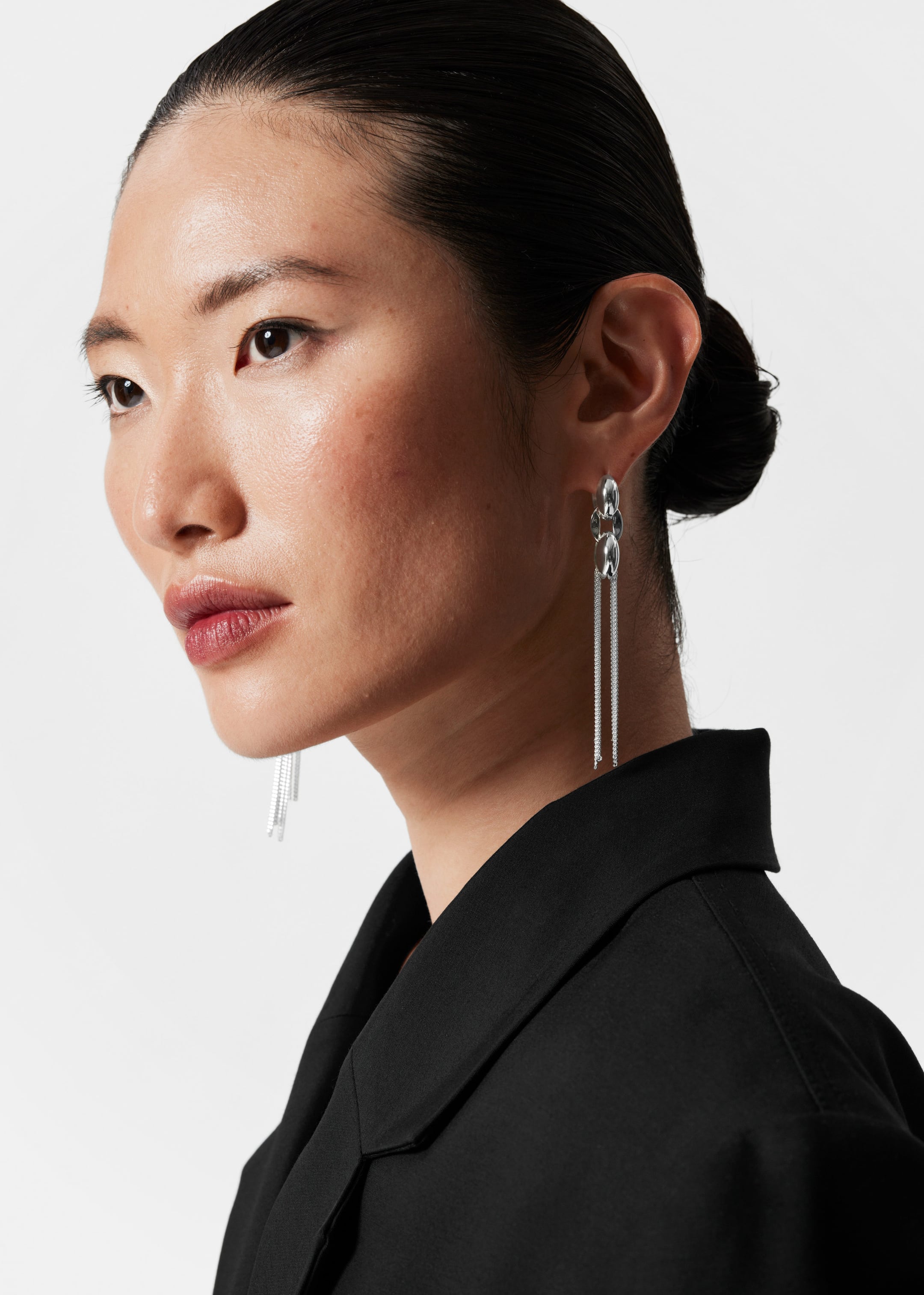 Tassel Hoop Earrings - Silver - Lookbook