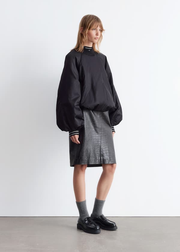 Voluminous-Sleeve Bomber Jacket