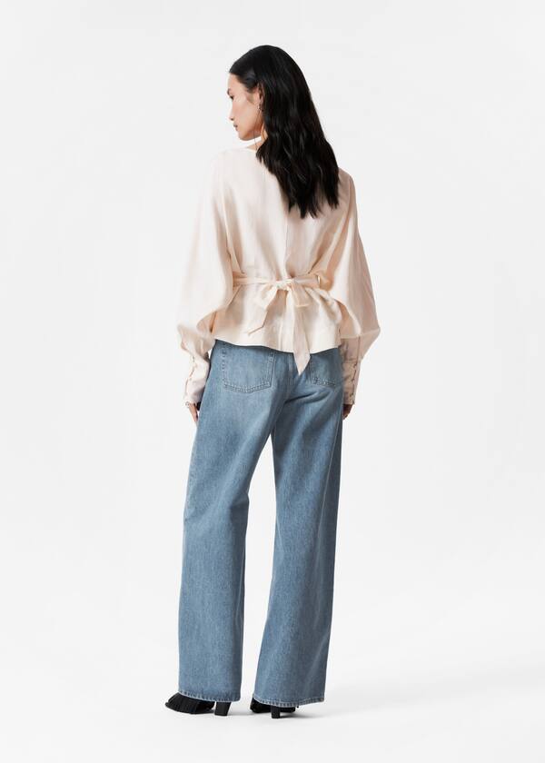 Pleated Boatneck Blouse