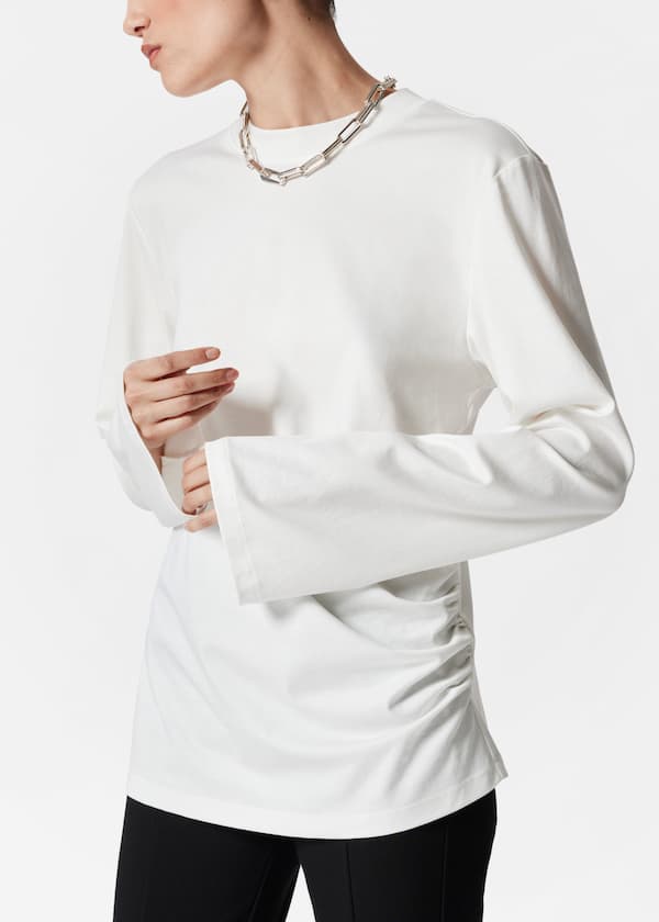 Ruched Long-Sleeve Top
