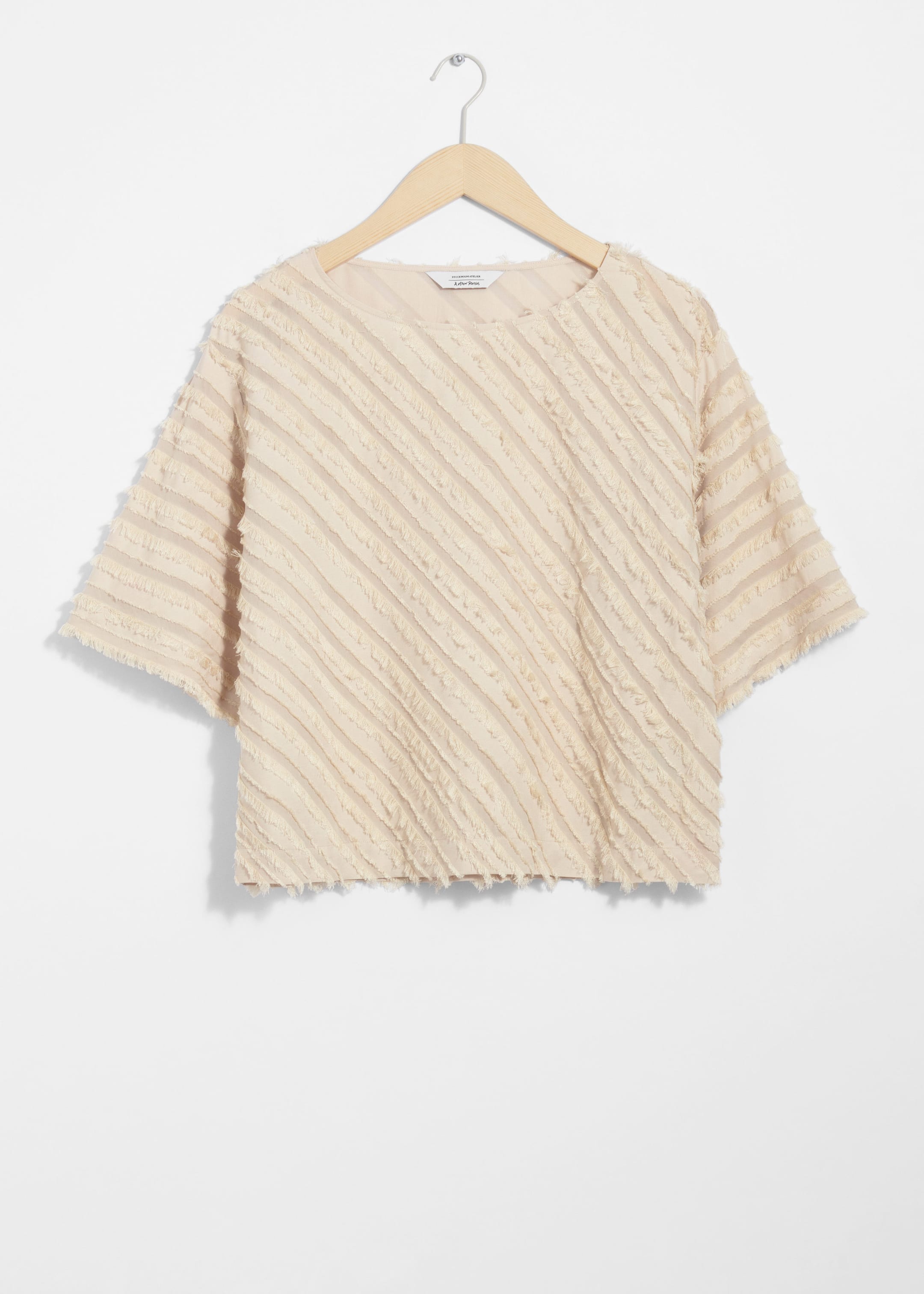 Textured Short-Sleeve Top - Beige - Still Life