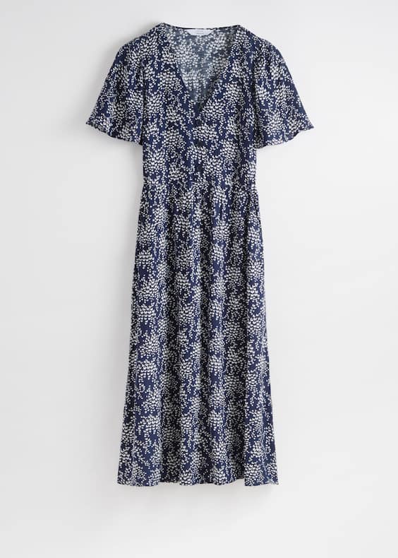 Flutter-Sleeve Midi Dress