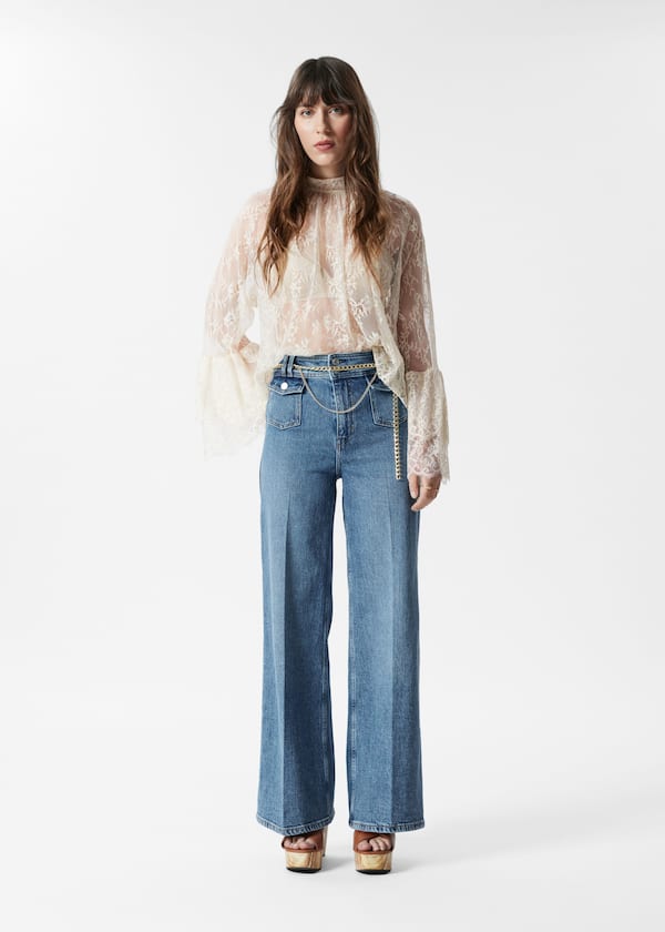 Press-Crease Flared Jeans