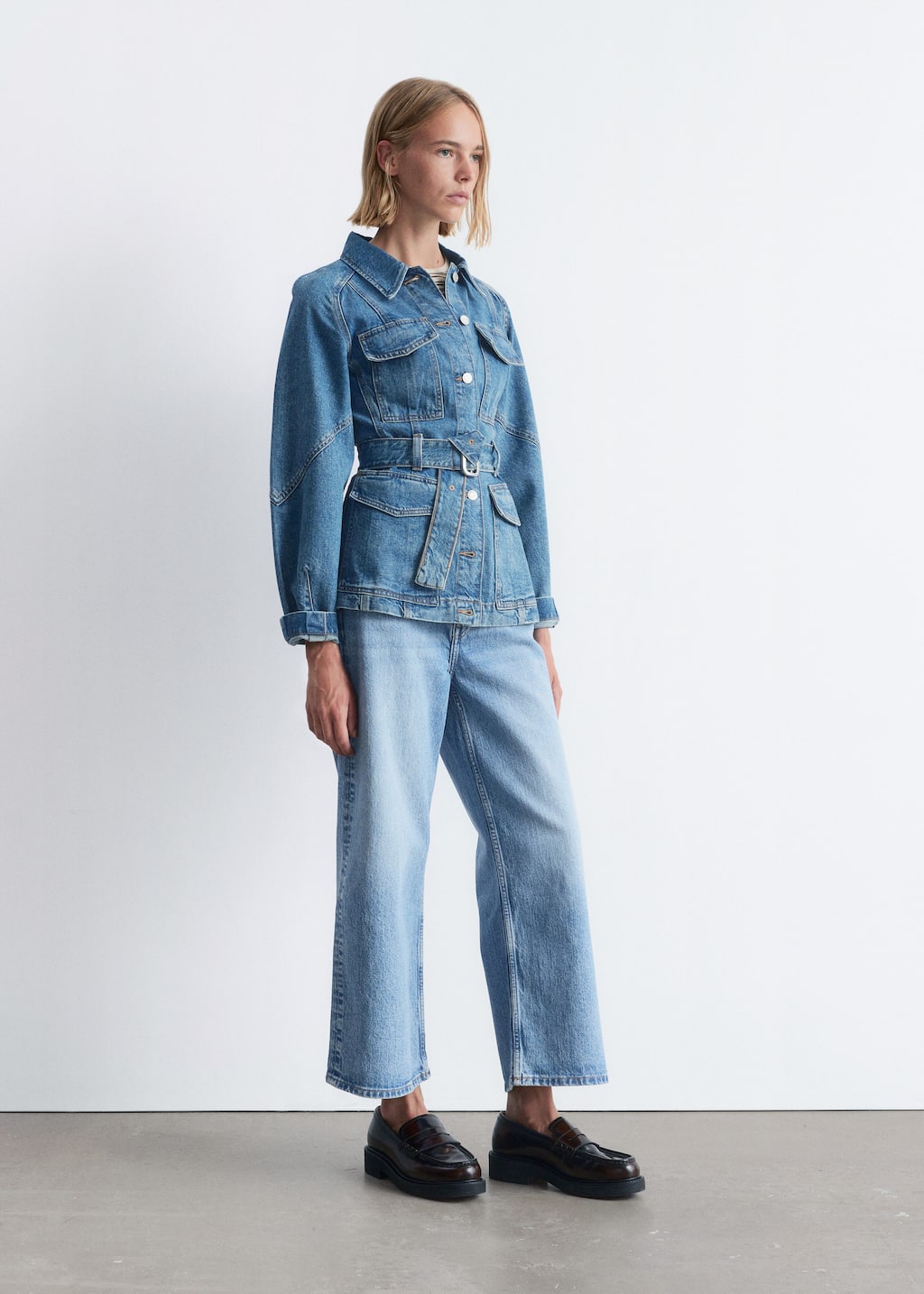 Belted Denim Jacket - Mid Blue - & Other Stories