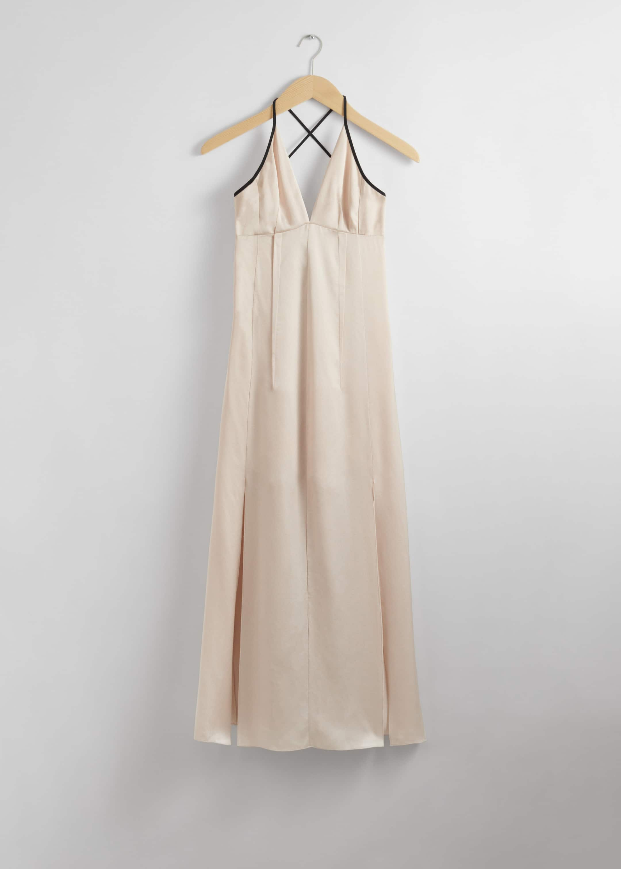 Halterneck Satin Maxi Dress - Ivory - Still Life