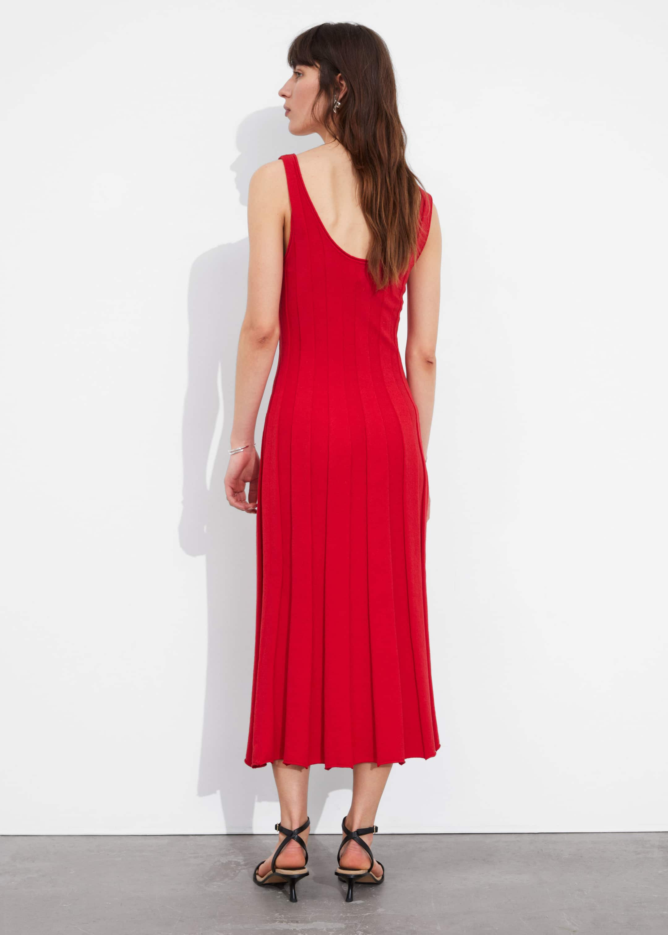 Slim Tank Midi Dress - Red - Lookbook