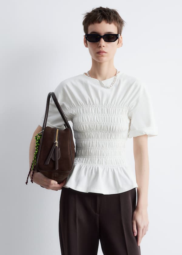 Smocked Crewneck Top