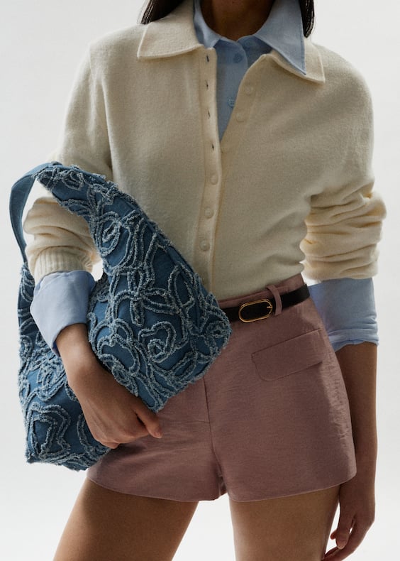 Small Appliquéd Denim Tote Bag