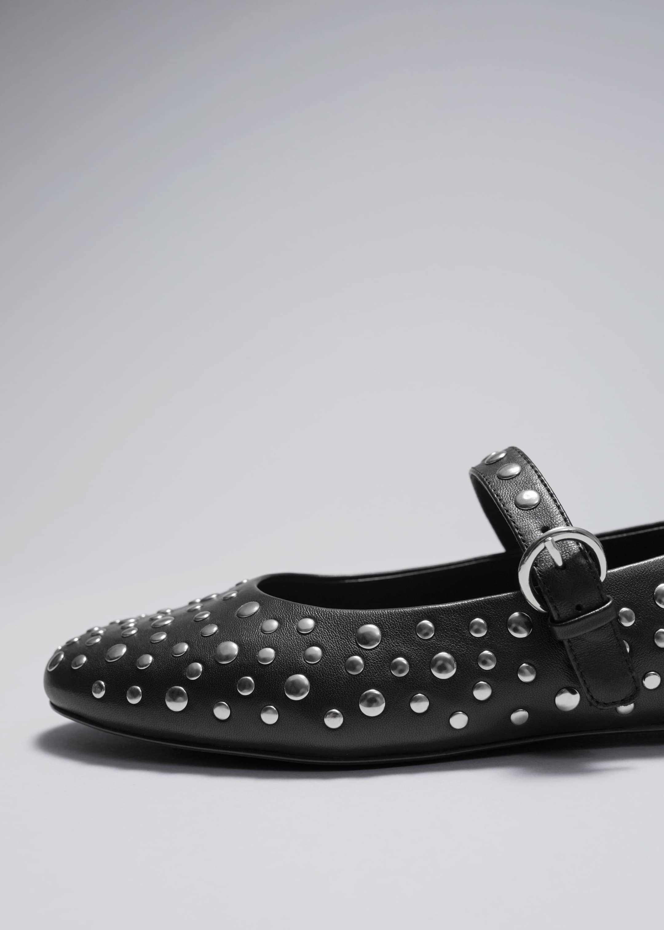 Studded Leather Ballet Flats - {{variantName}} - Descriptive Detail