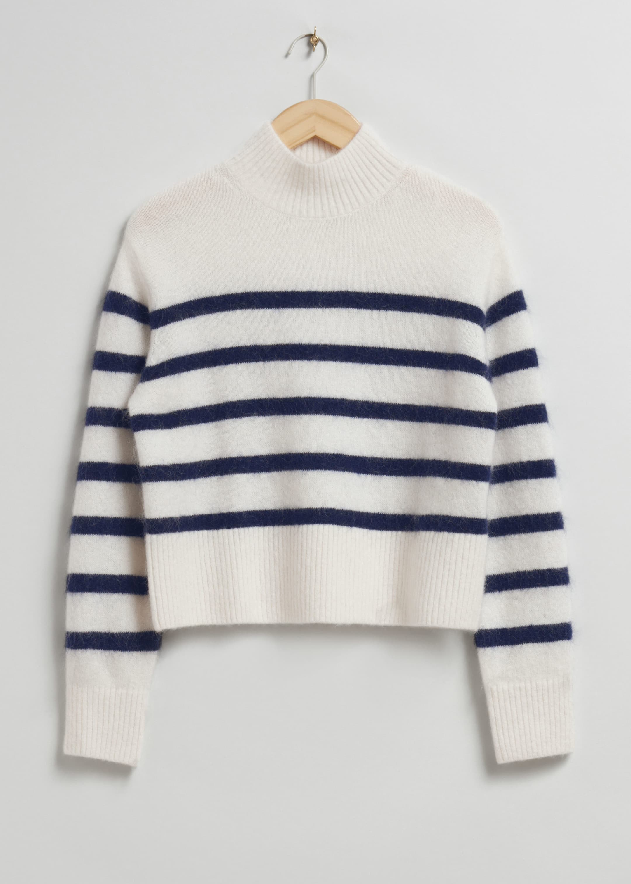 Cropped Mock Neck Knit Jumper - Black/White - Still Life