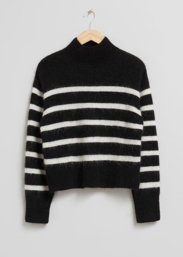 Cropped Mock Neck Knit Sweater