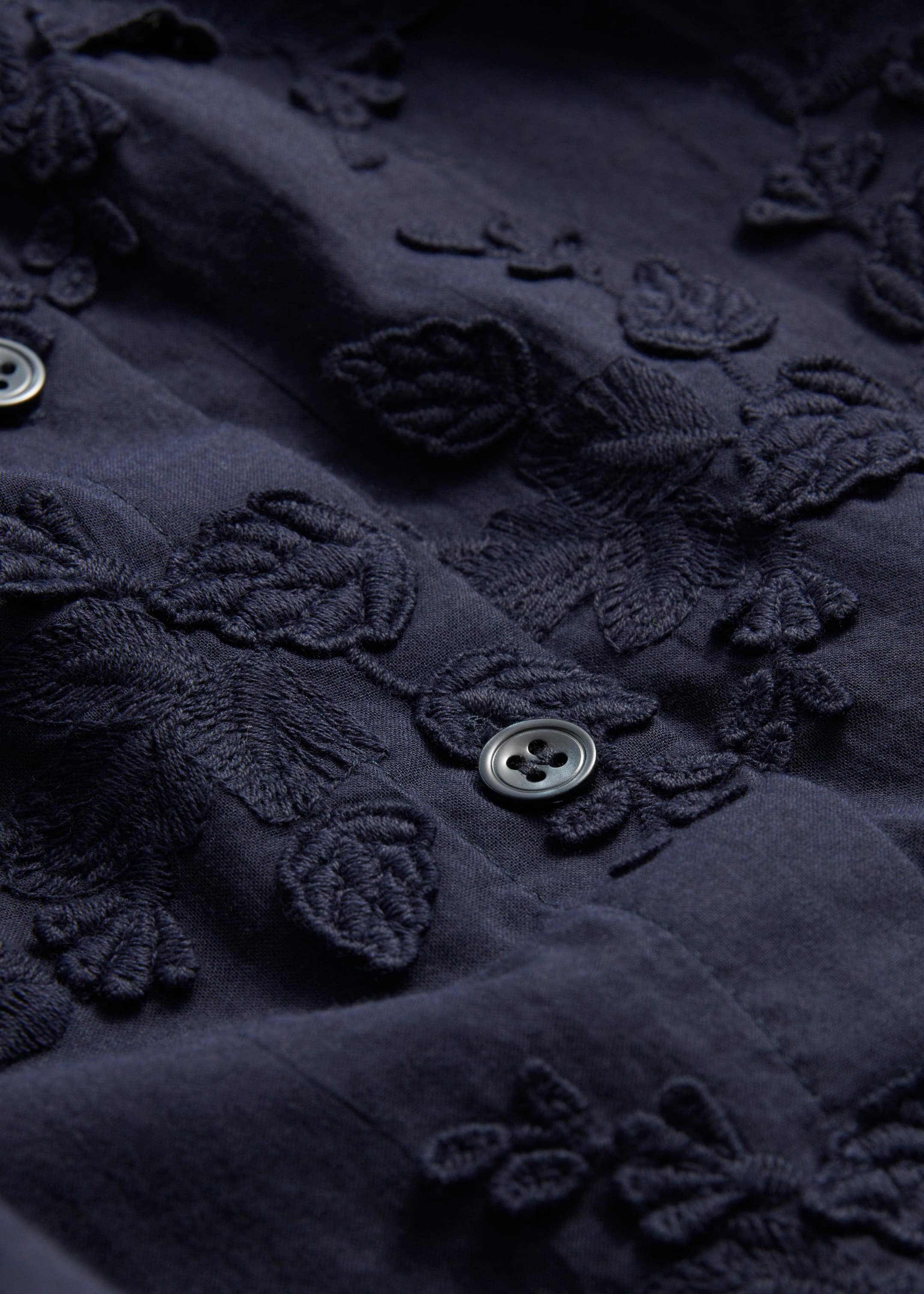 Voluminous Floral-Appliqué Blouse - {{variantName}} - Descriptive Detail