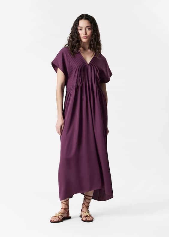 Pleated Dolman Midi Dress