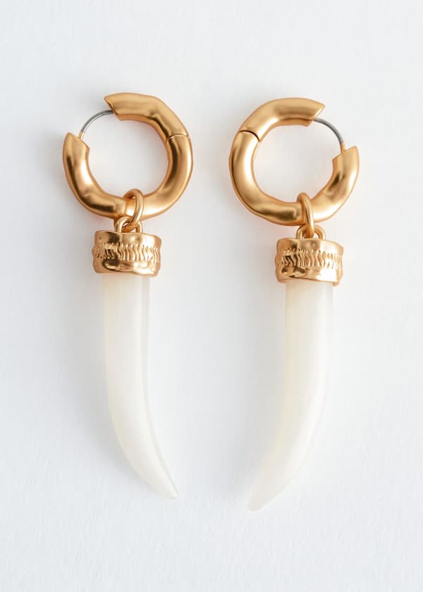 Stone Charm Hoop Earrings