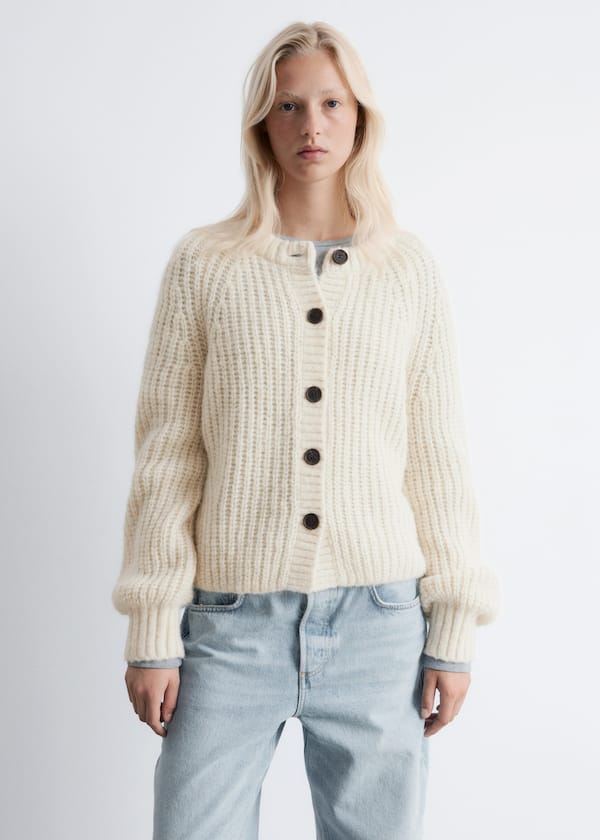 Balloon-Sleeve Cardigan