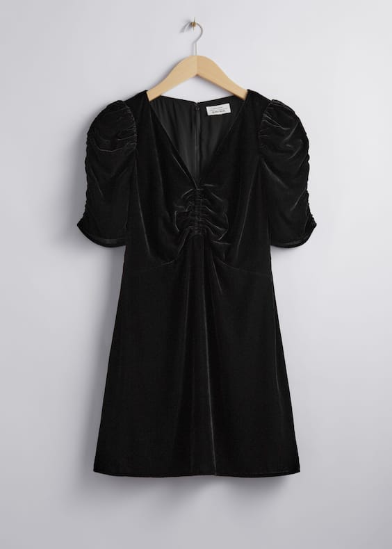 Ruched Velvet Mini Dress