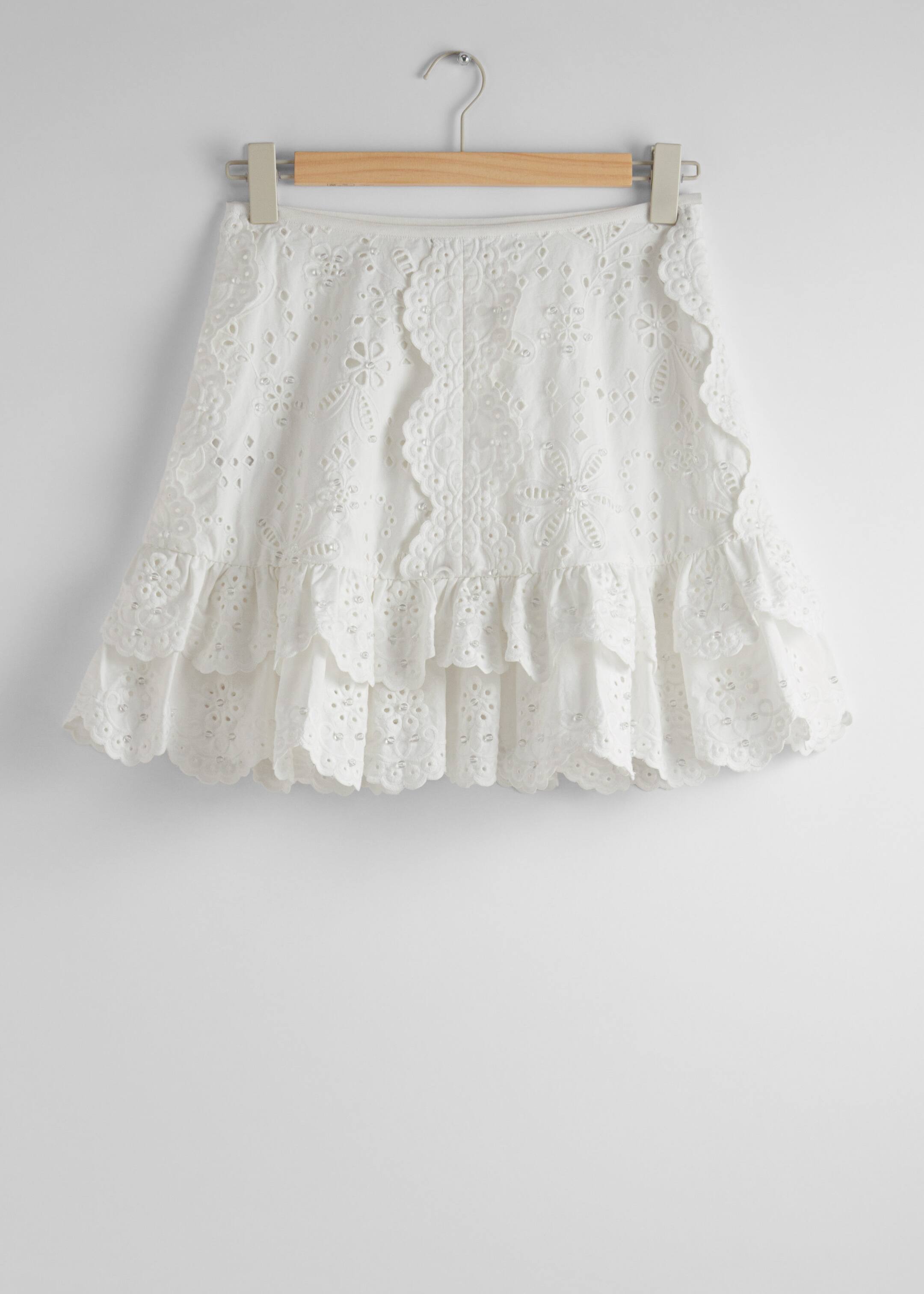 Scalloped Ruffle Mini Skirt - White - Still Life