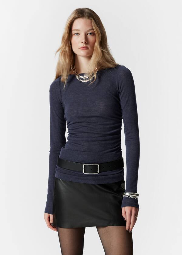 Ruched Boatneck Top