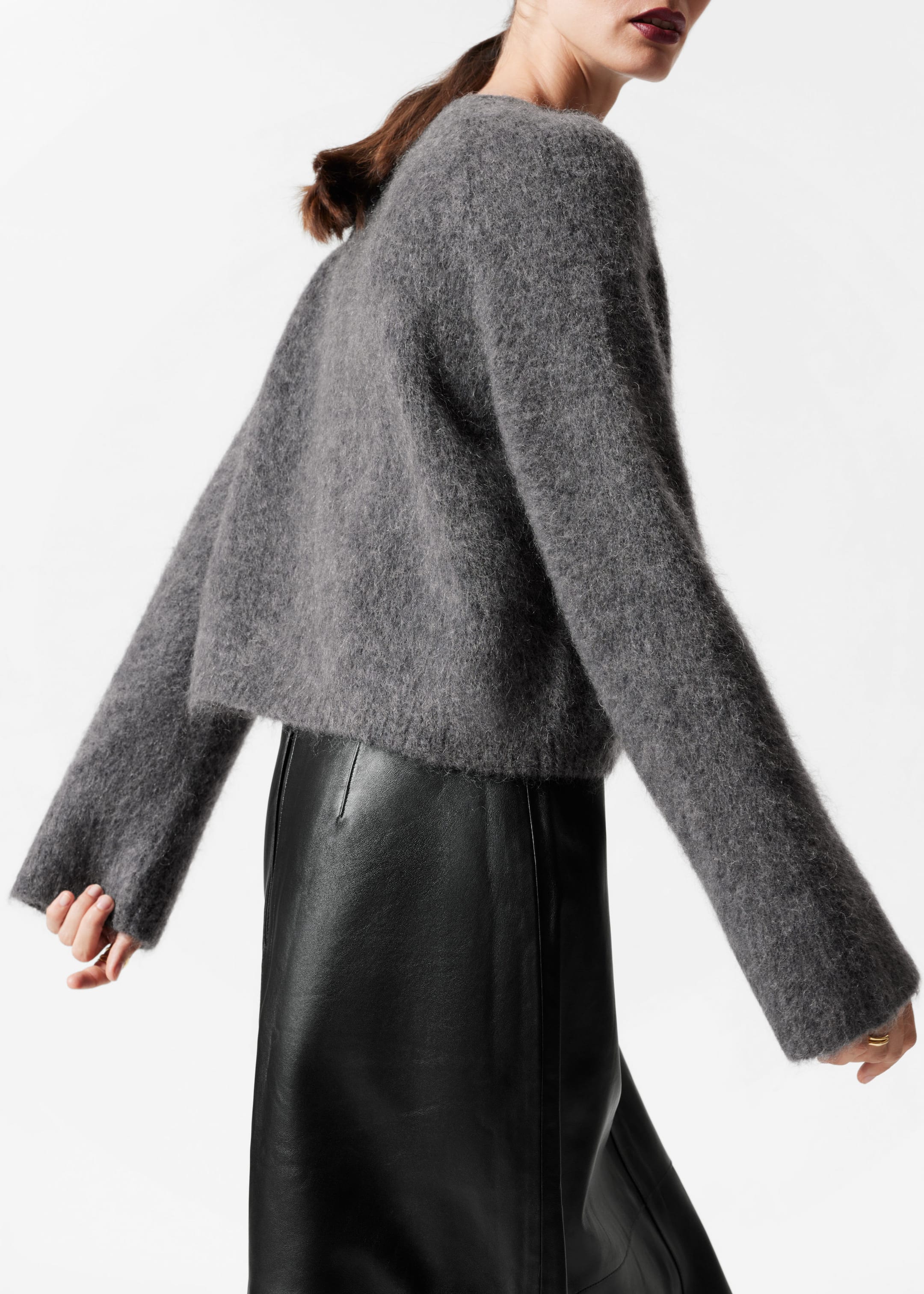 Mohair-Blend Knit Cardigan - Dark Grey - Lookbook