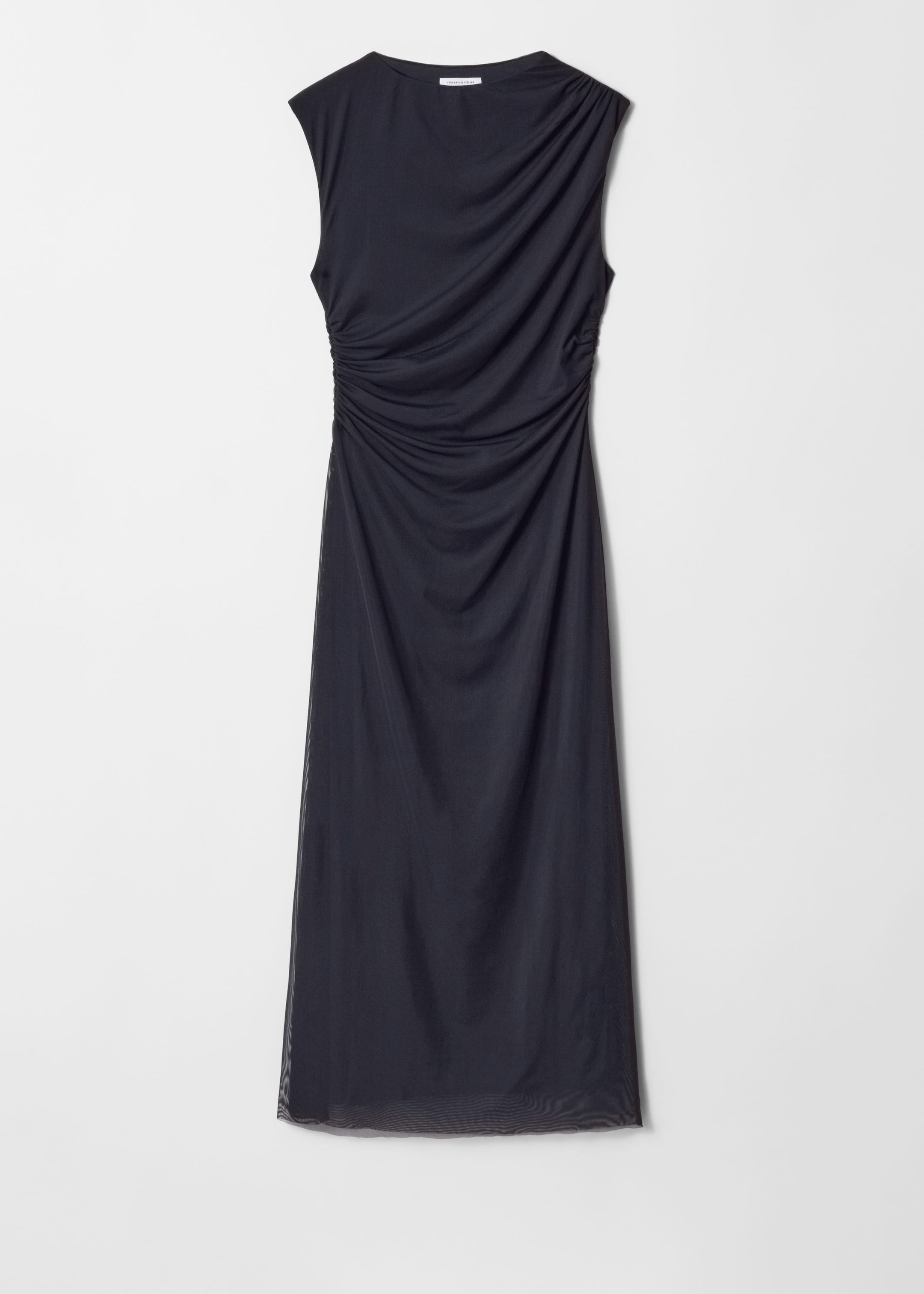 Image of Draped Sleeveless Midi Dress