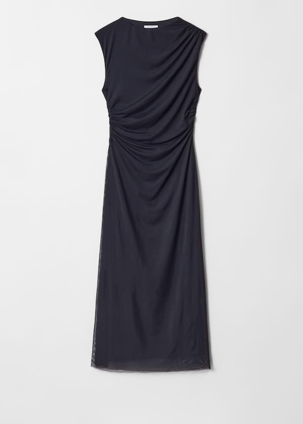Draped Sleeveless Midi Dress