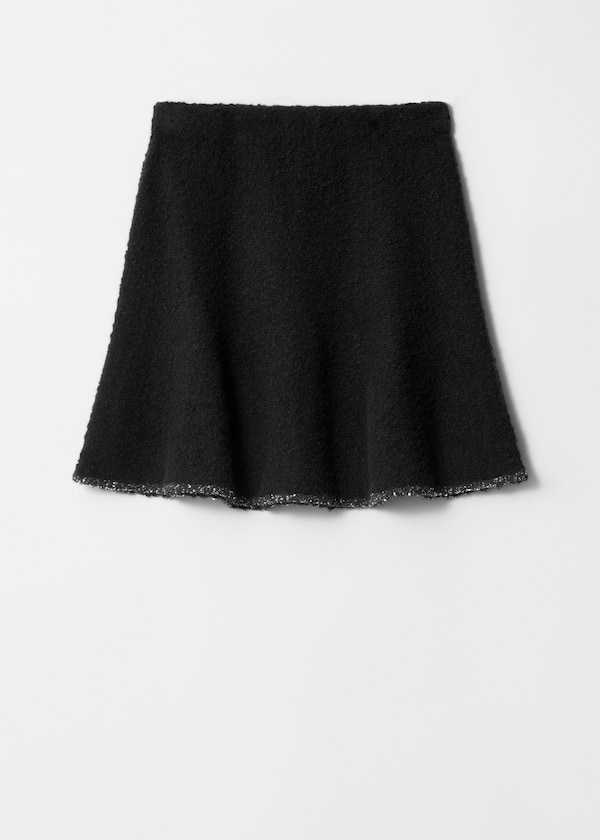 Sequin-Trimmed Bouclé Mini Skirt