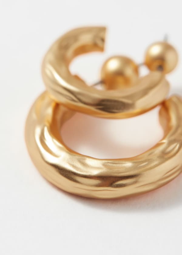 Textured Hoop Earrings Set