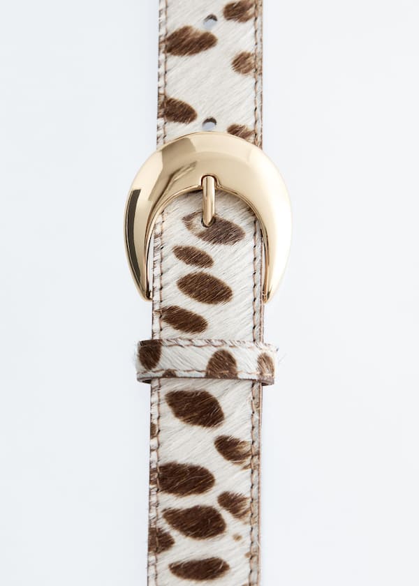 Cow-Print Leather Belt