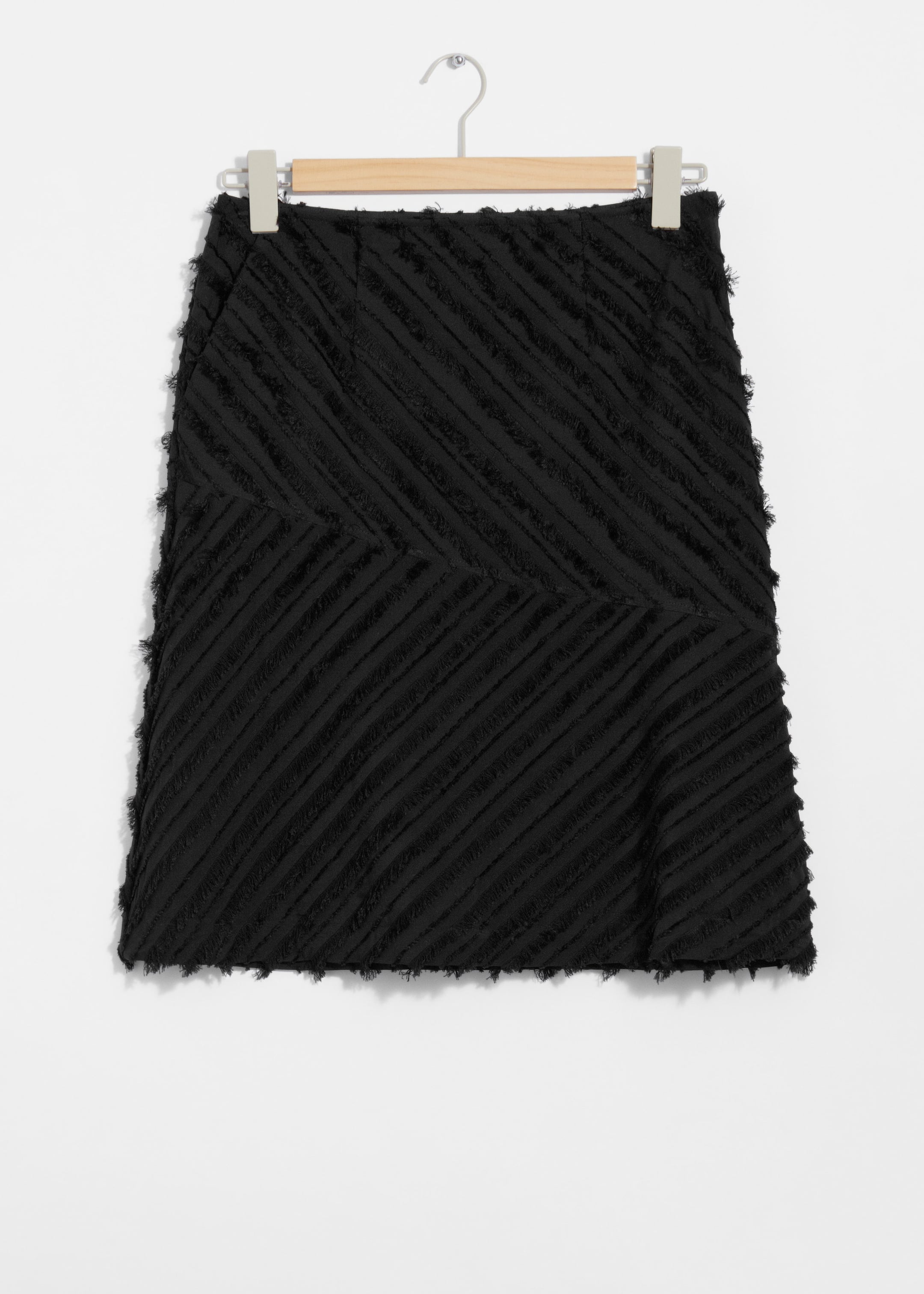 Textured Pencil Midi Skirt - Black - Still Life