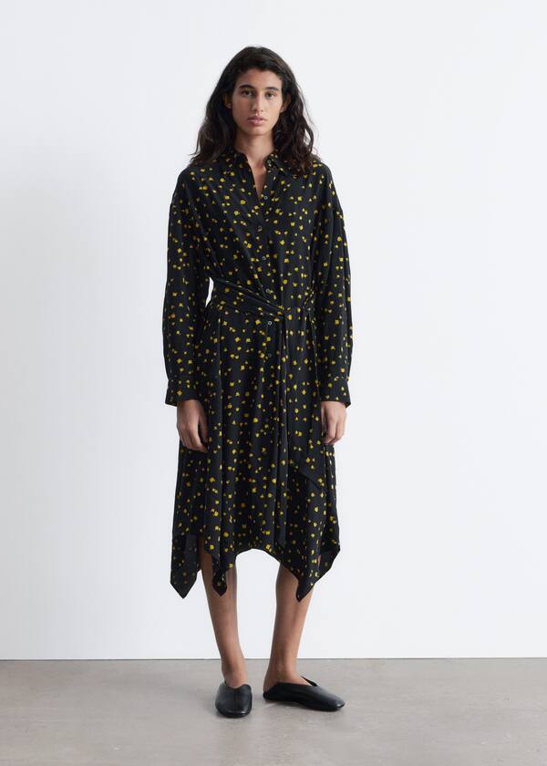 Tie-Detail Midi Shirt Dress