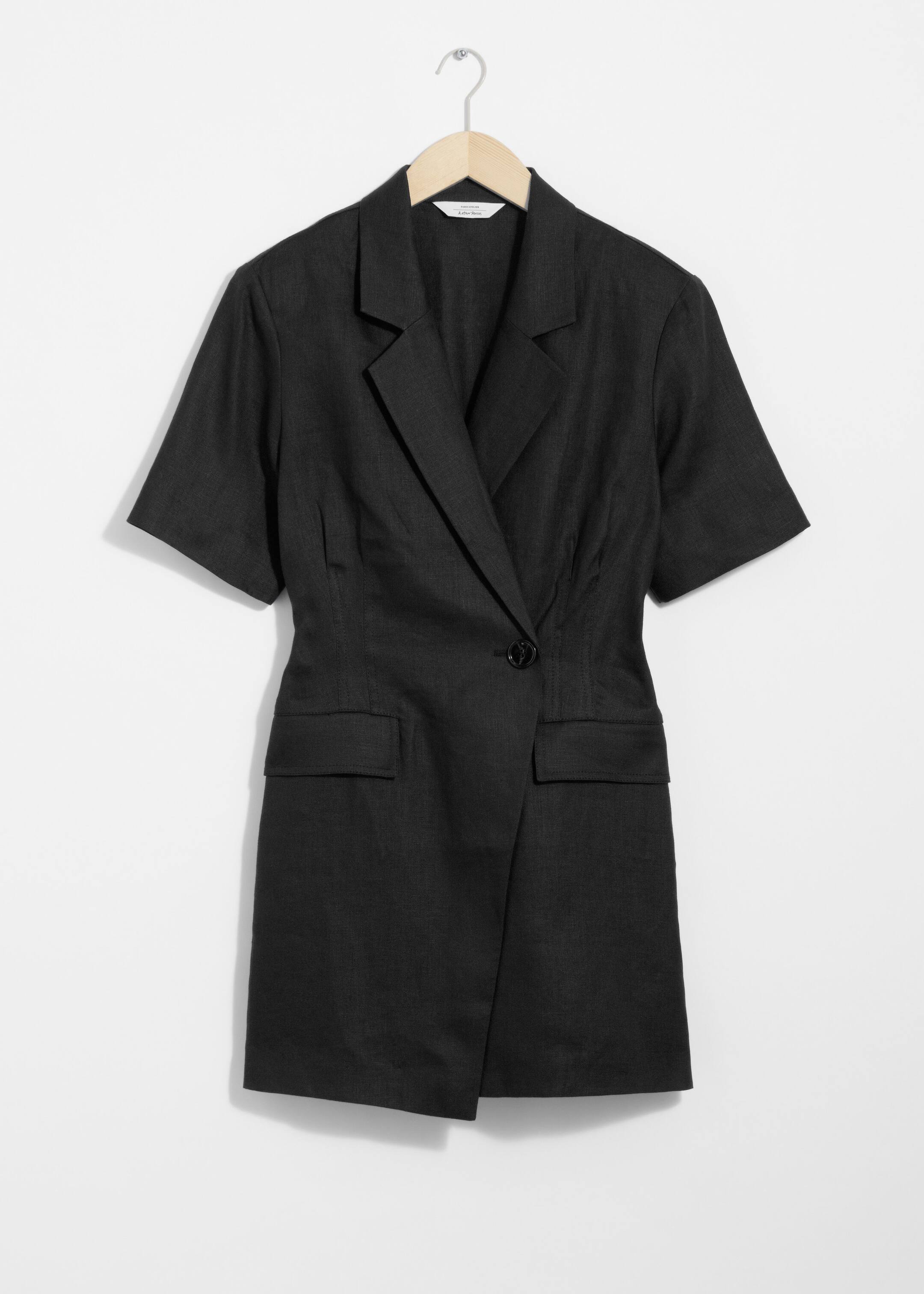 Robe courte style blazer en lin - Noir - Still Life