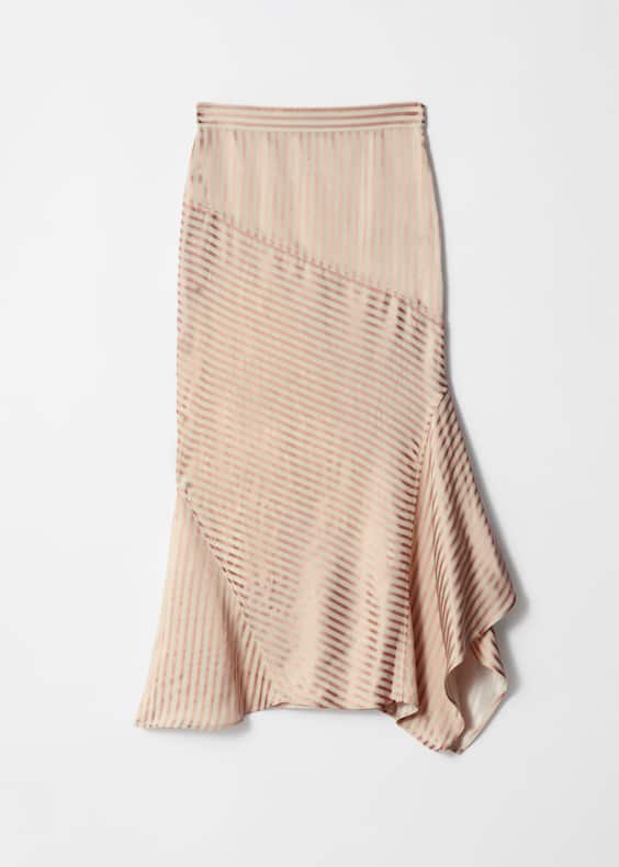 Flounced Pencil Midi Skirt