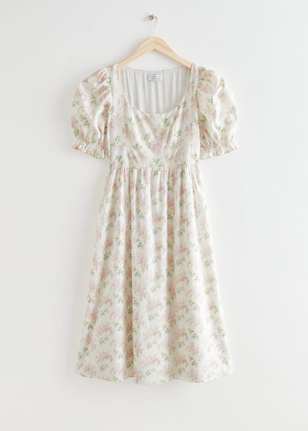 Floral Print Scoop Neck Midi Dress