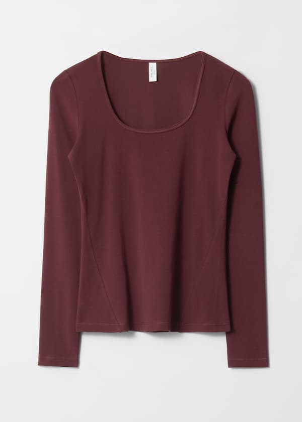 Scoop-Neck Long-Sleeve Jersey Top