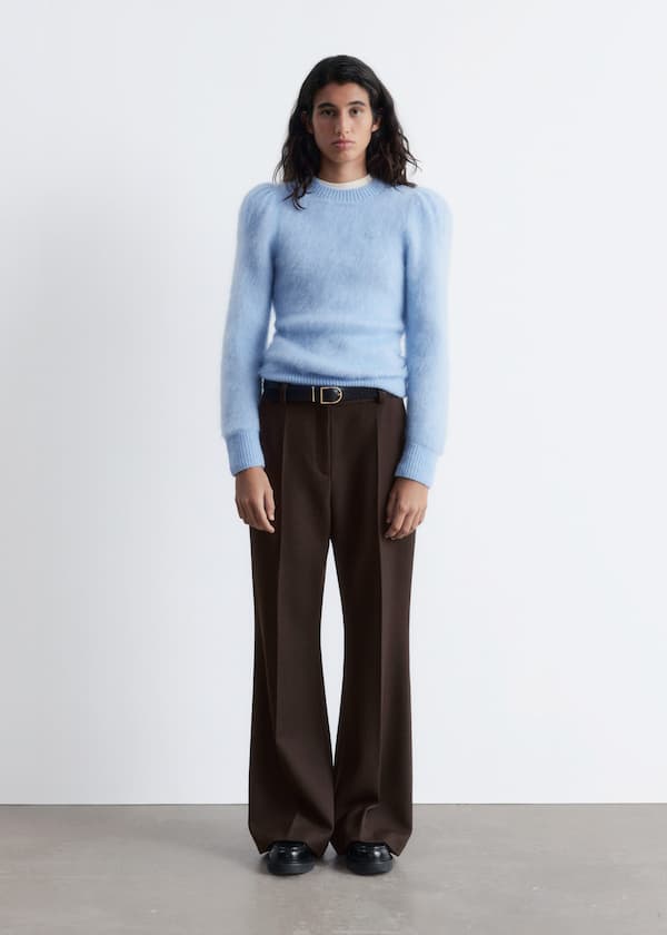 Flared Press-Crease Wool Trousers
