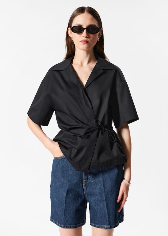 Short-Sleeve Wrap Shirt
