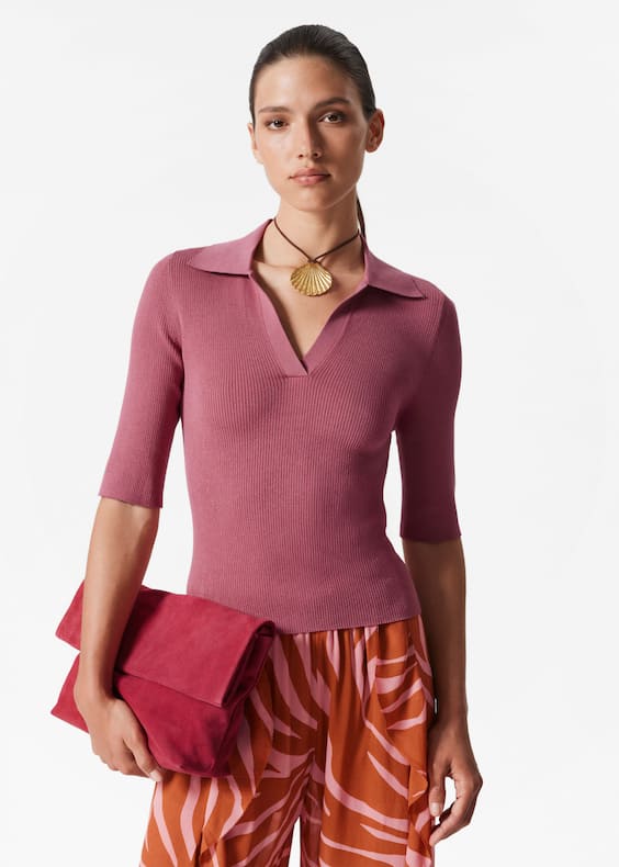 Collared Short-Sleeve Top