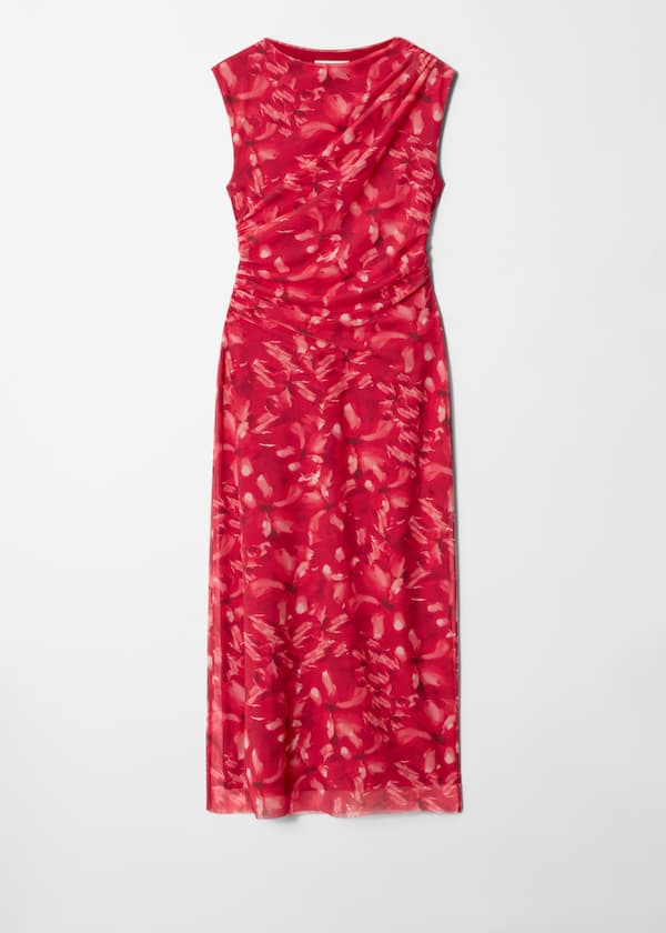 Draped Sleeveless Midi Dress