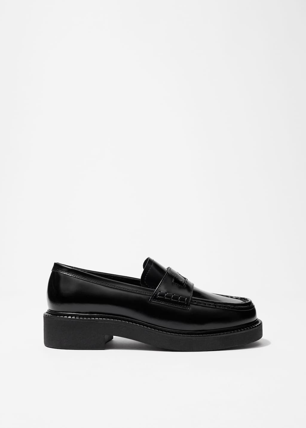 Green Leather Chunky Loafer With Shearling