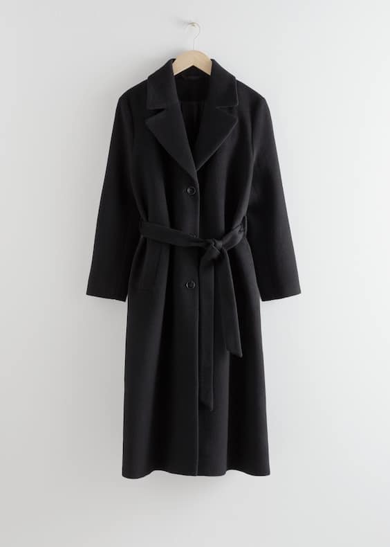 StillLife Front Image of Stories Oversized Alpaca Blend Coat in Black