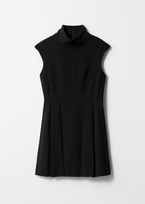 Turtleneck Pleated Mini Dress
