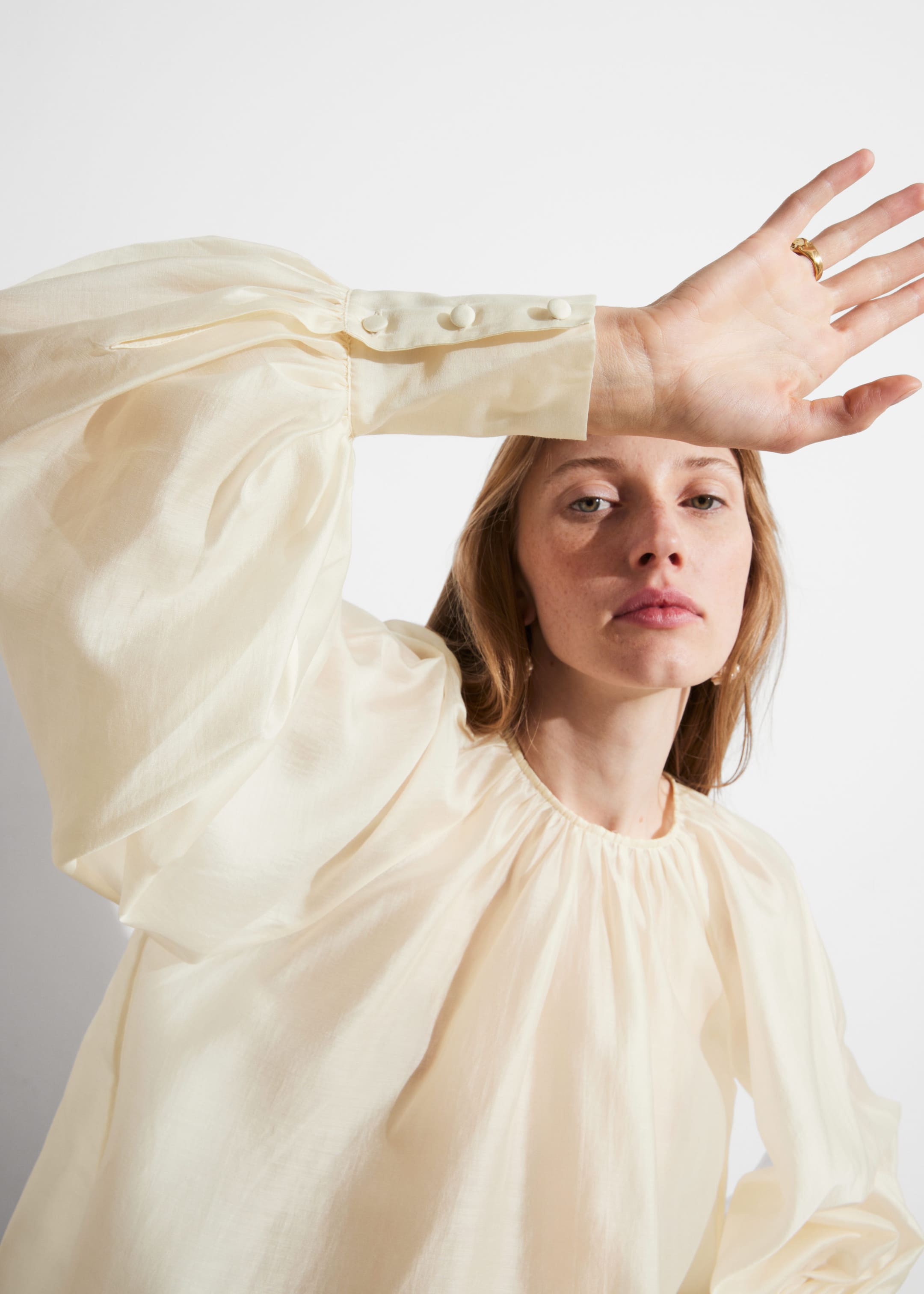 Sheer Blouse - Cream - Lookbook